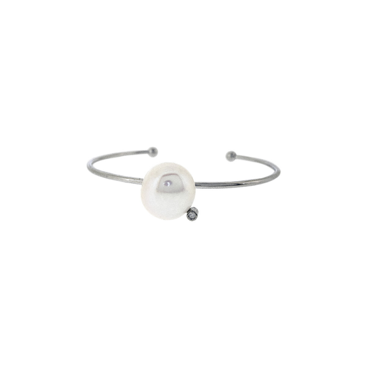 Pulsera de plata, perla y brillante