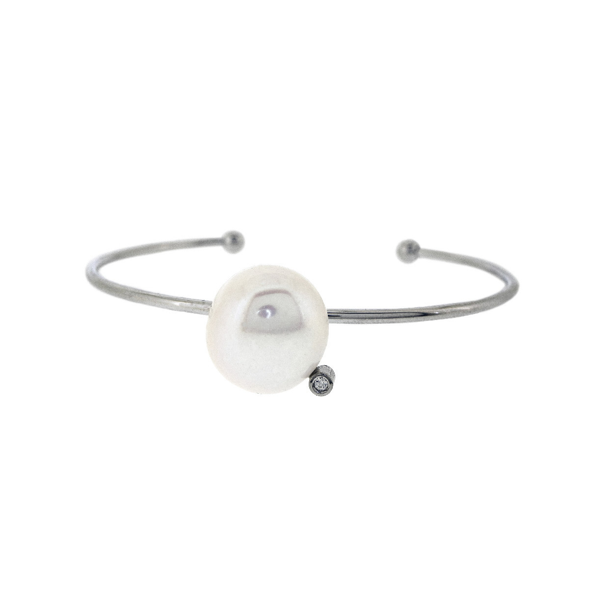 Pulsera de plata, perla y brillante
