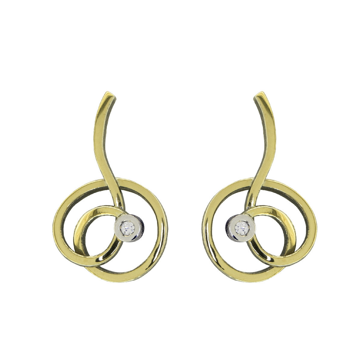 Silver, gold and brilliant earrings