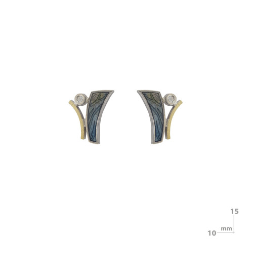 Pendientes de plata, oro, esmalte y brillante