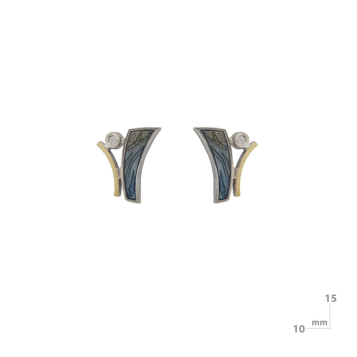 Pendientes de plata, oro, esmalte y brillante
