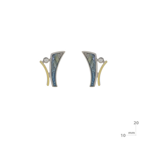 Pendientes de plata, oro, esmalte y brillantes