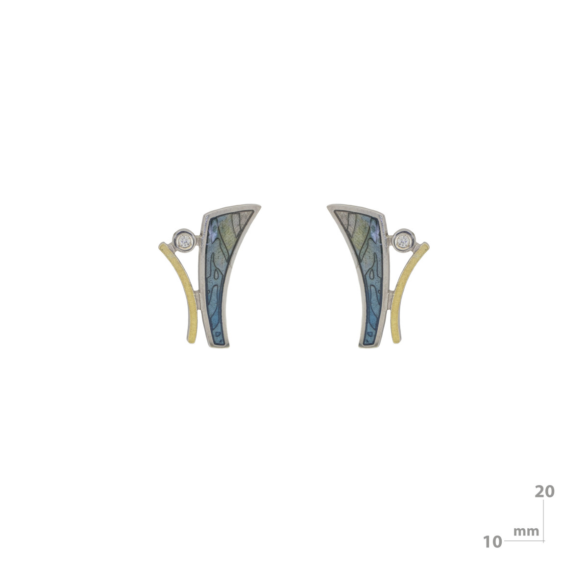 Pendientes de plata, oro, esmalte y brillantes