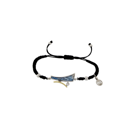Pulsera de plata, oro, esmalte y brillante