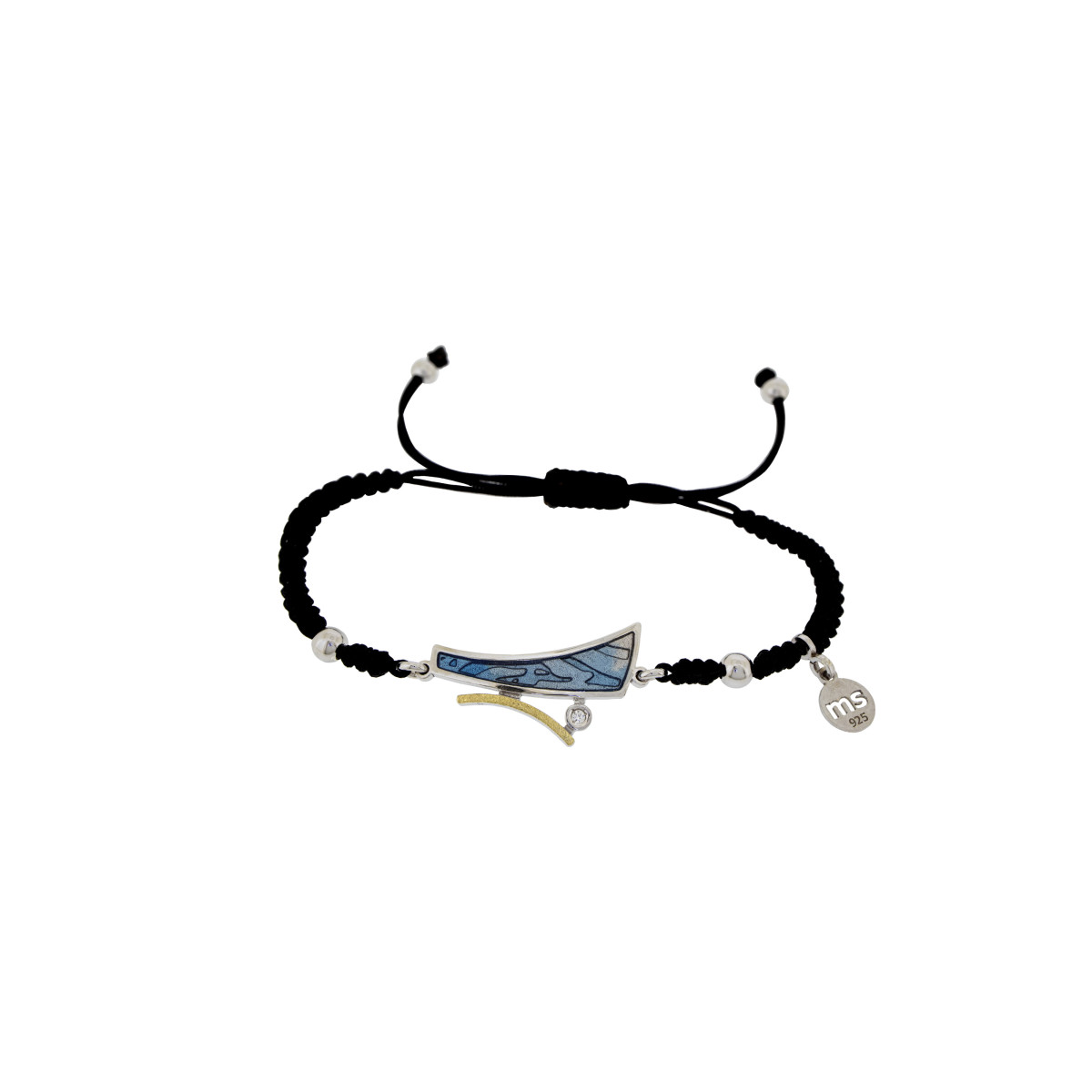 Pulsera de plata, oro, esmalte y brillante