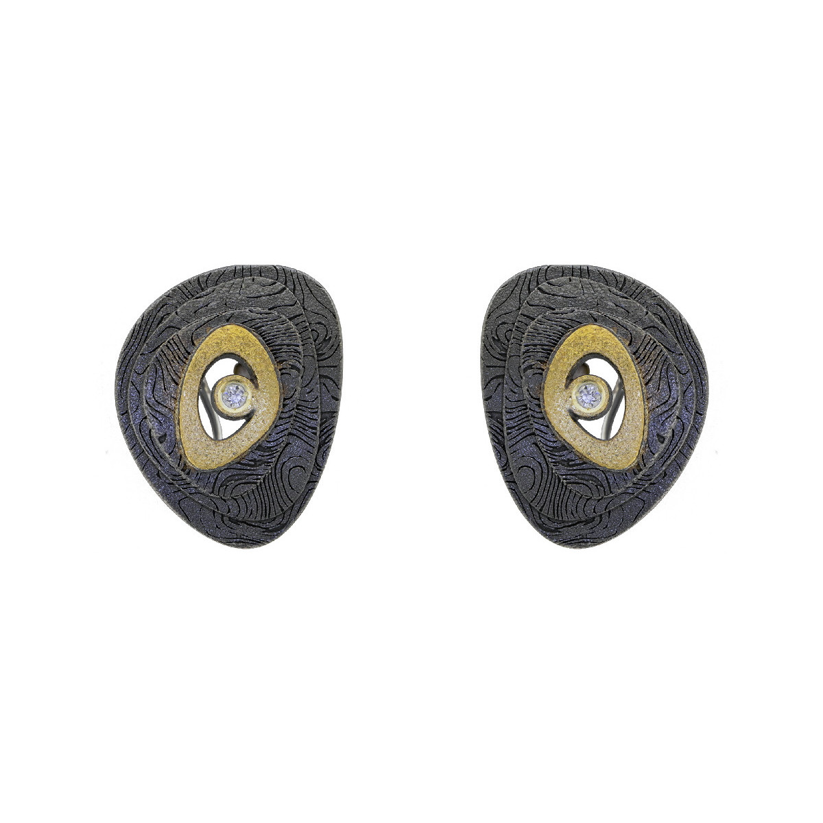 Pendientes de plata, oro y brillante
