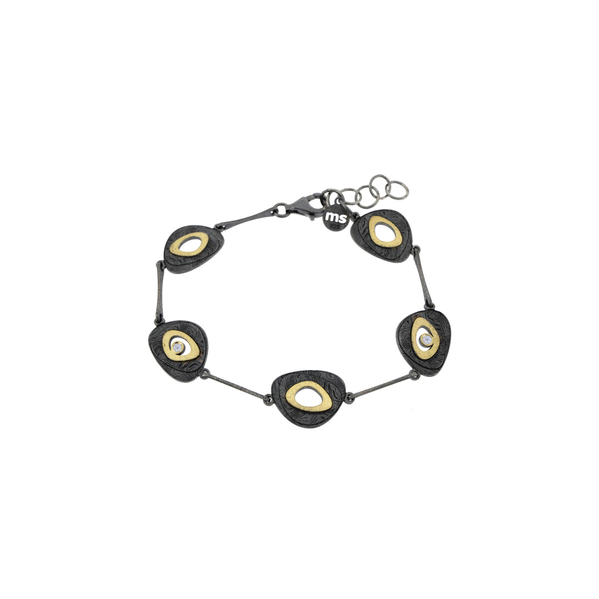 Pulsera de plata, oro y brillante