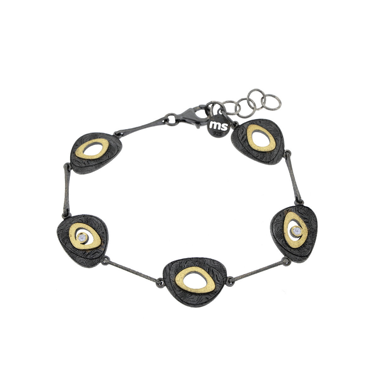 Pulsera de plata, oro y brillante