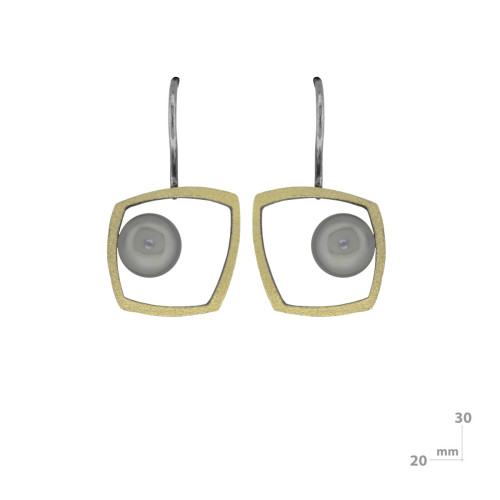 Pendientes de plata, oro y perla