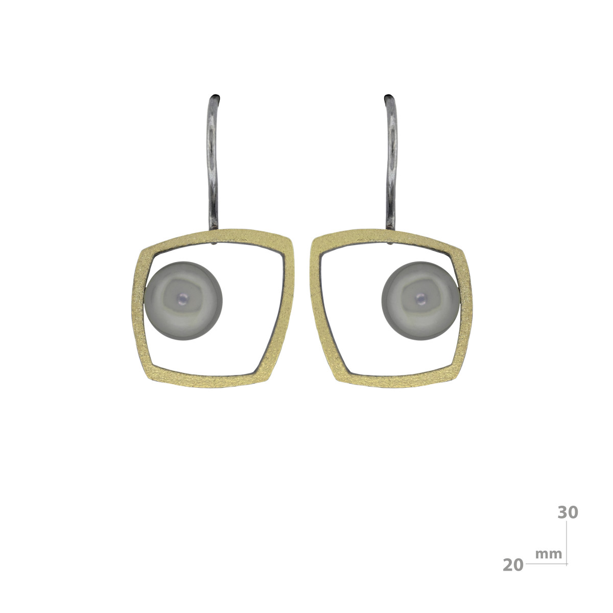 Pendientes de plata, oro y perla