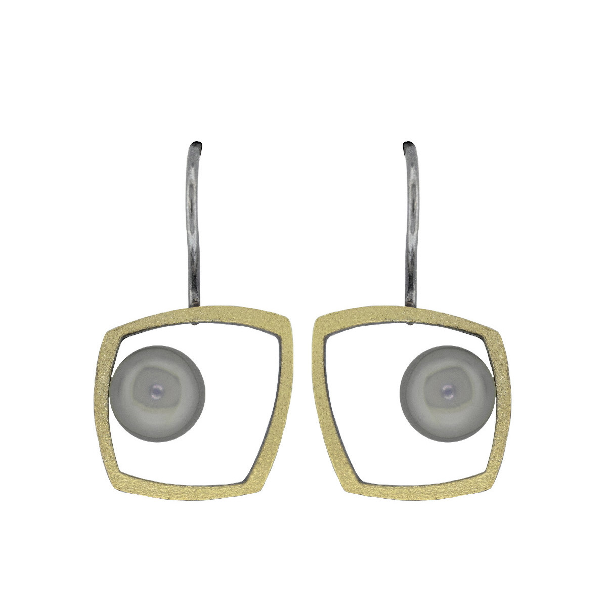 Pendientes de plata, oro y perla