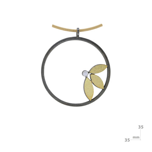 Silver, gold and DIAMOND LAB pendant
