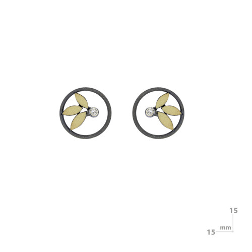 Pendientes de plata, oro y brillantes