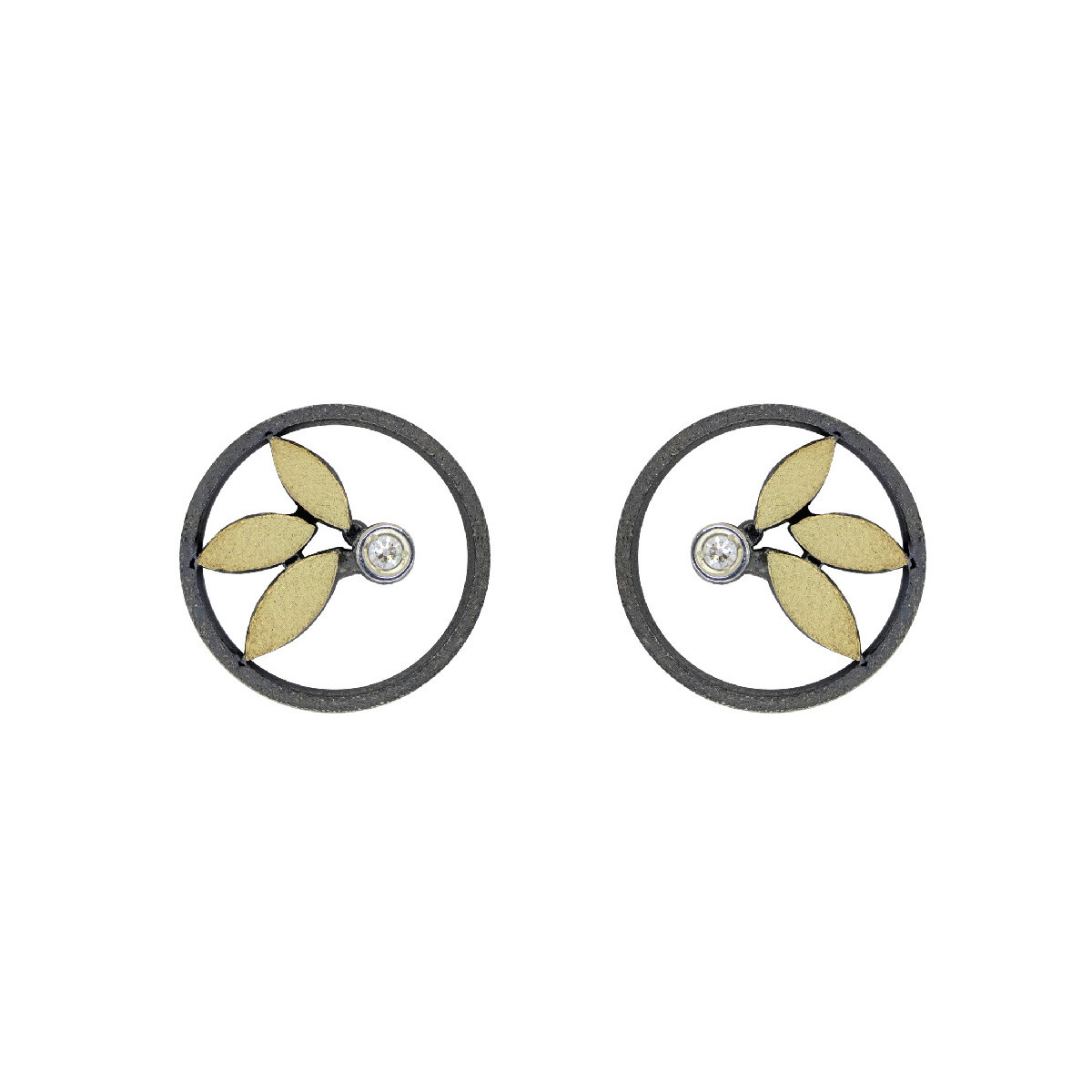 Pendientes de plata, oro y brillantes
