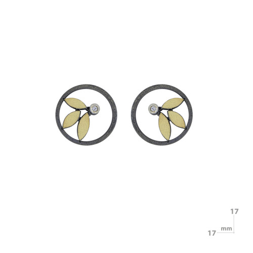 Earrings made of silver, gold and DIAMOND LAB