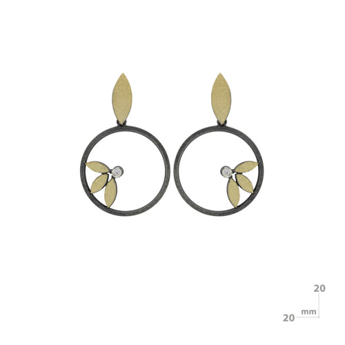 Pendientes de plata, oro  y brillante