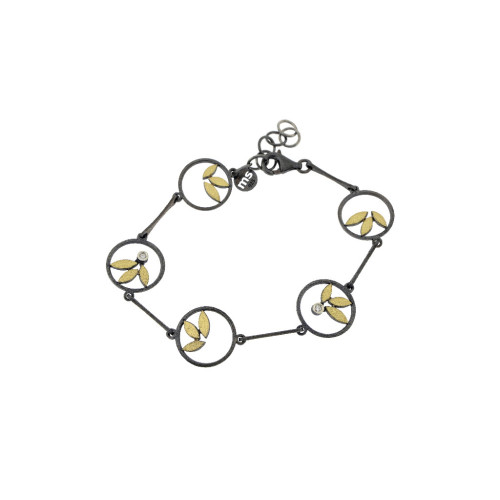 Pulsera de plata, oro y brillante