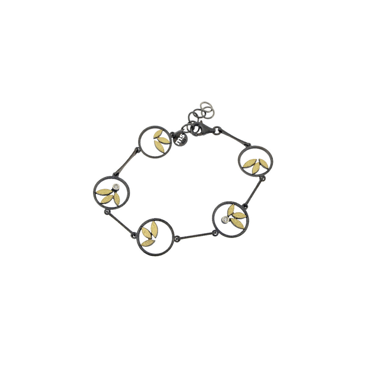 Pulsera de plata, oro y brillante