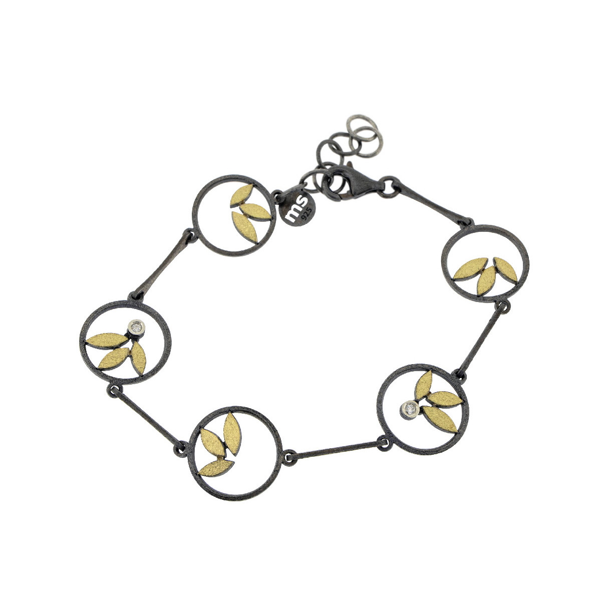 Pulsera de plata, oro y brillante