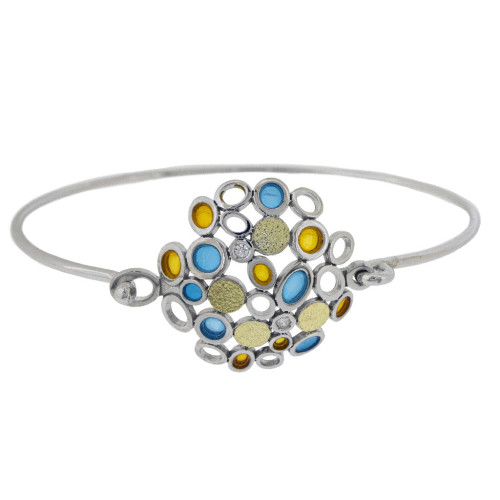 Polsera de plata, or, esmalt i brillant