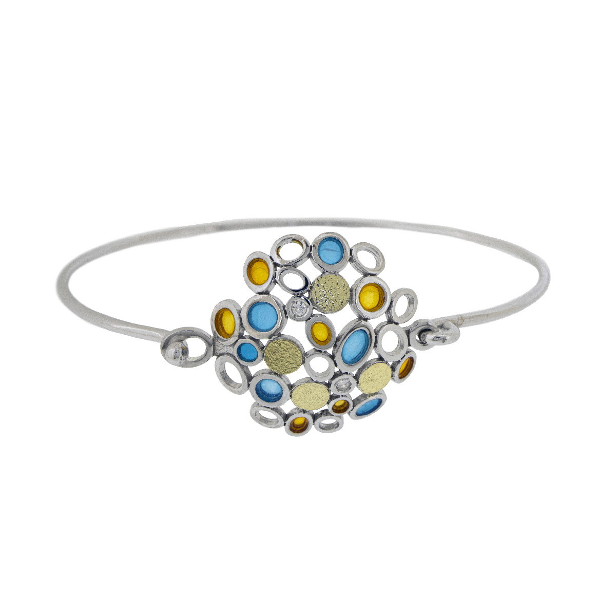 Polsera de plata, or, esmalt i brillant