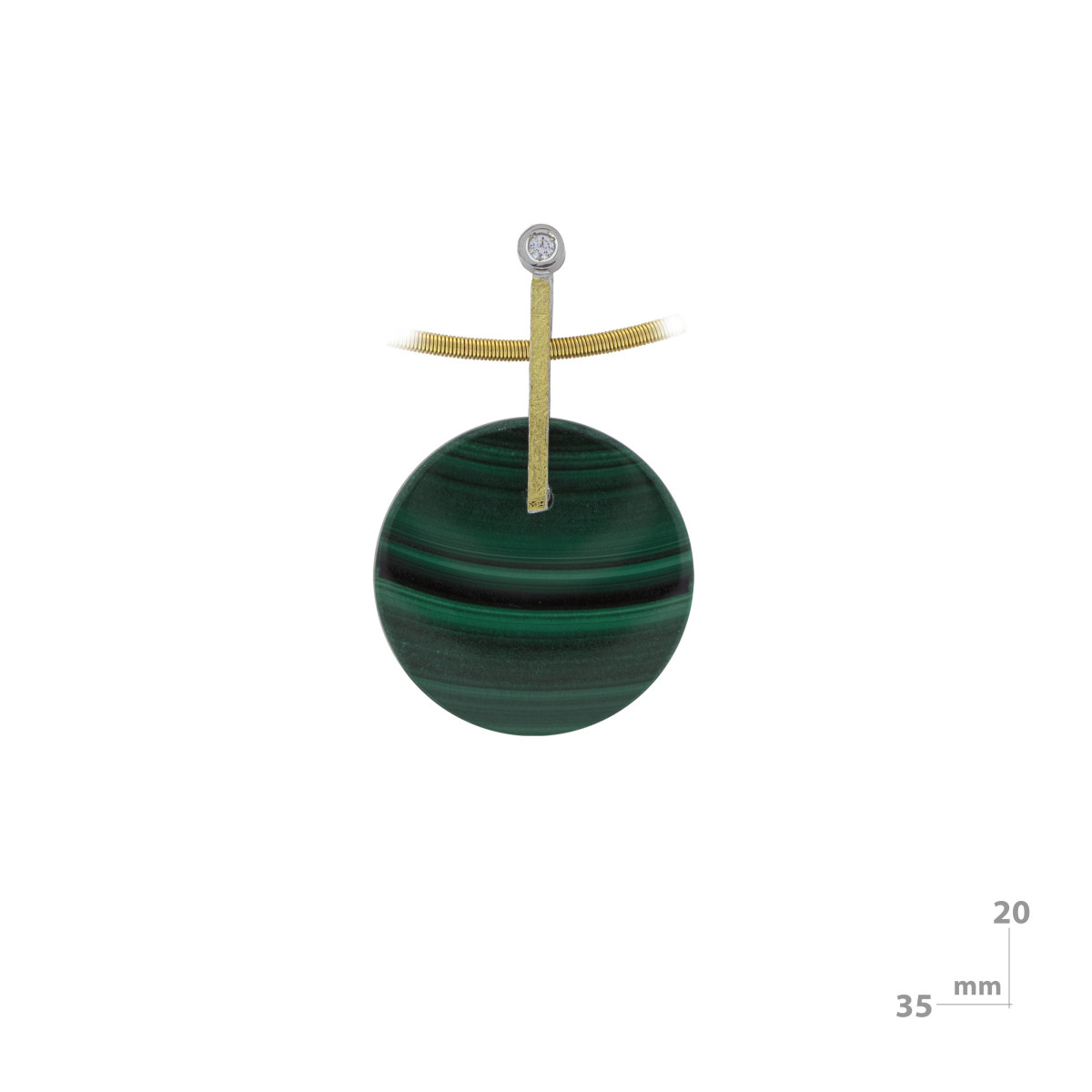 Silver, gold, brilliant and malachite pendant