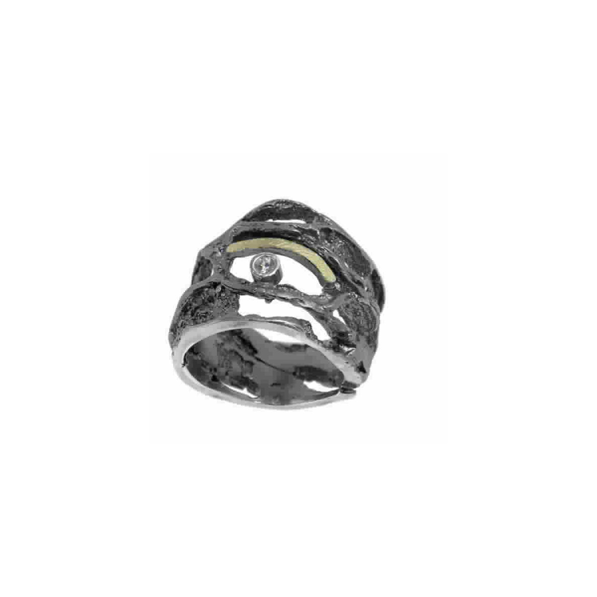 Anillo de plata, oro y brillante
