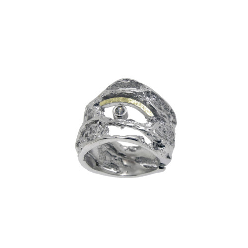 Silver, gold and brilliant ring