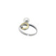 Anillo de plata, oro, perla cultivada y brillante