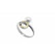 Anillo de plata, oro, perla cultivada y brillante