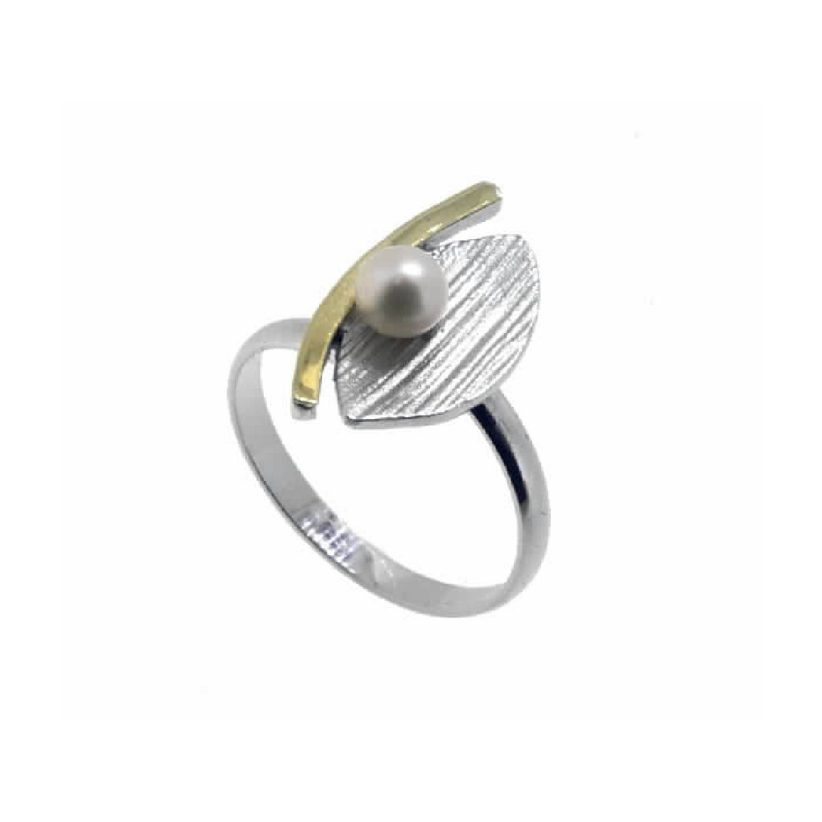 ANELL PLATA, OR I PERLA CULTIVADA