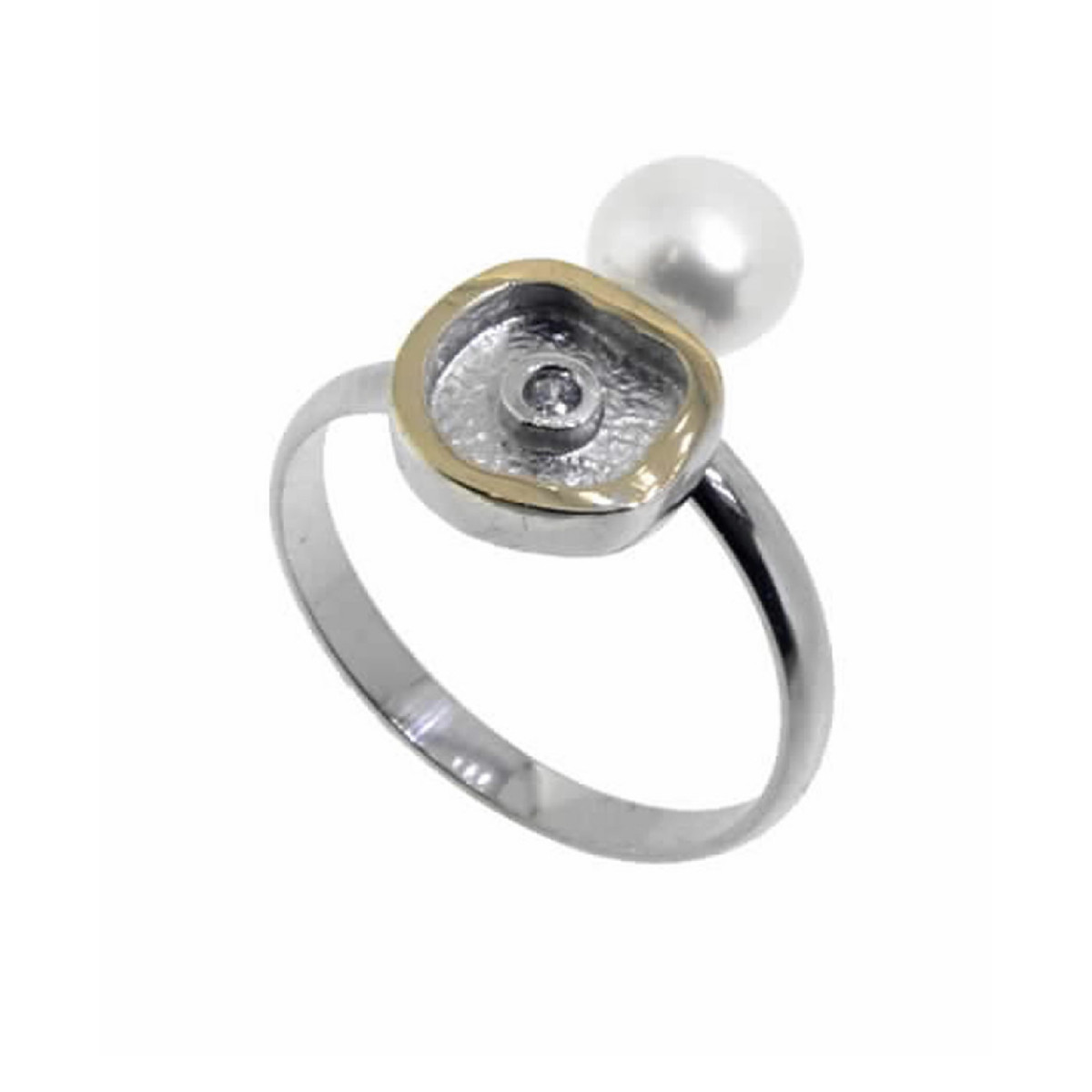 ANELL PL, OR, BRIL 0.015CT I PERLA CUL