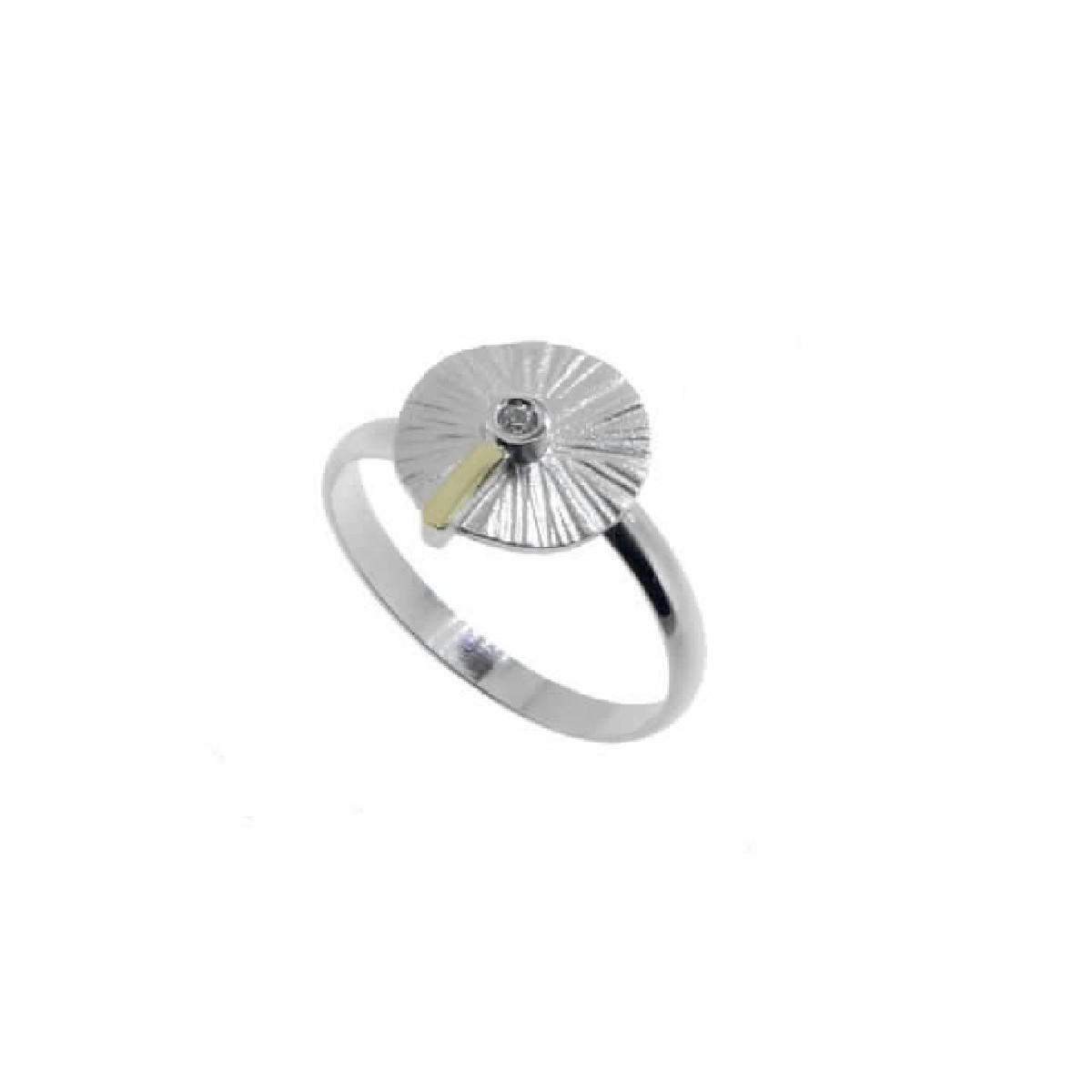 Anillo de plata, oro y brillante