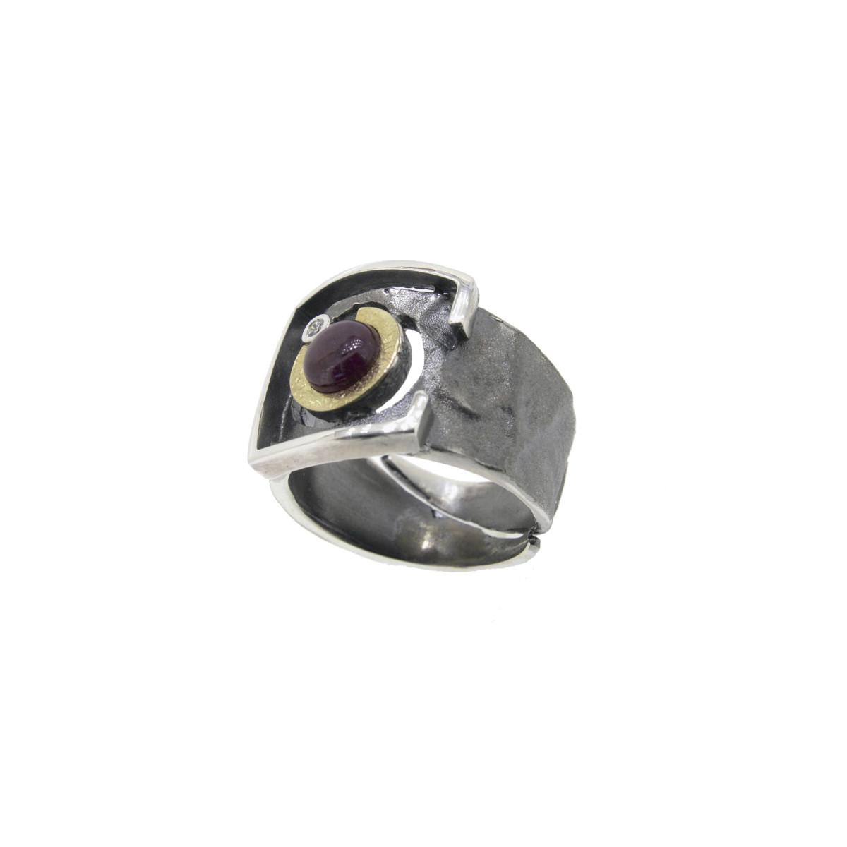 ANILLO PLATA, OR, RUBÍ I BRILL 0,015 CT