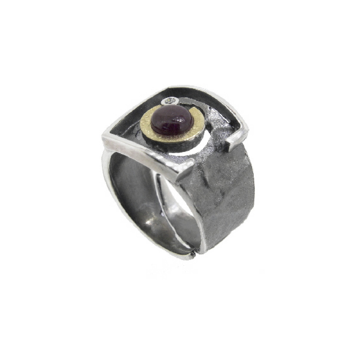 ANILLO PLATA, OR, RUBÍ I BRILL 0,015 CT