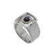 Anillo de plata, oro, zafiro y brillante
