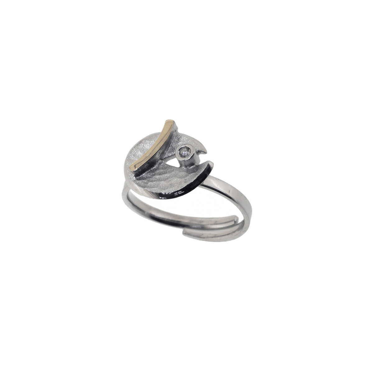 Anillo de plata, oro y brillante