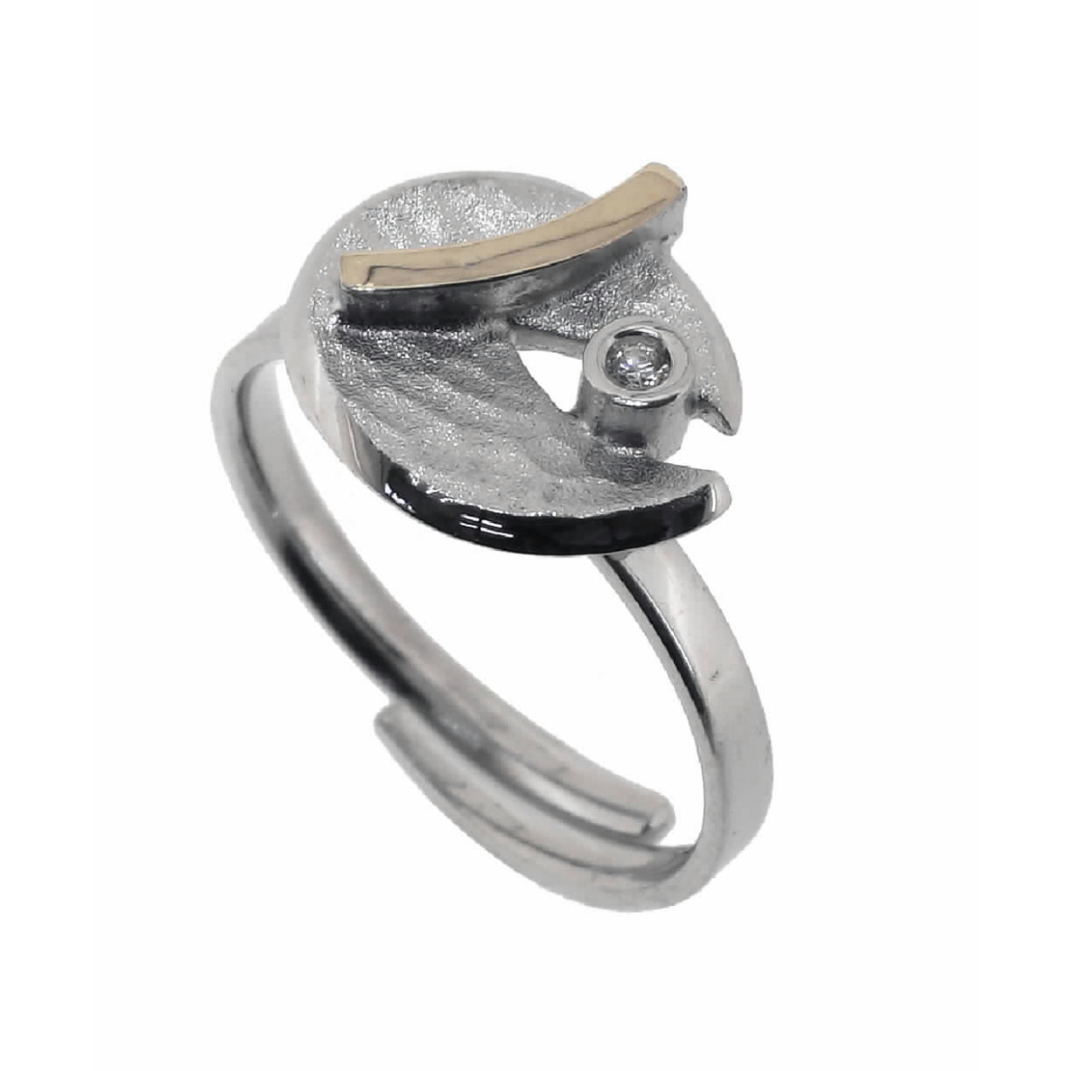 Anillo de plata, oro y brillante