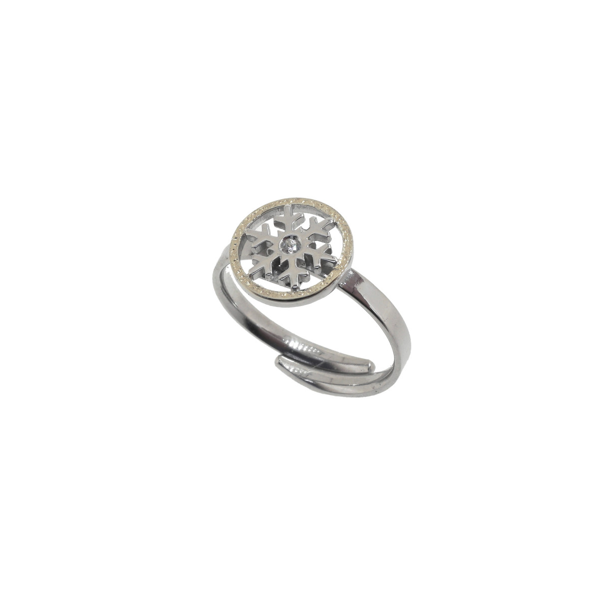 Anillo de plata, oro y brillante
