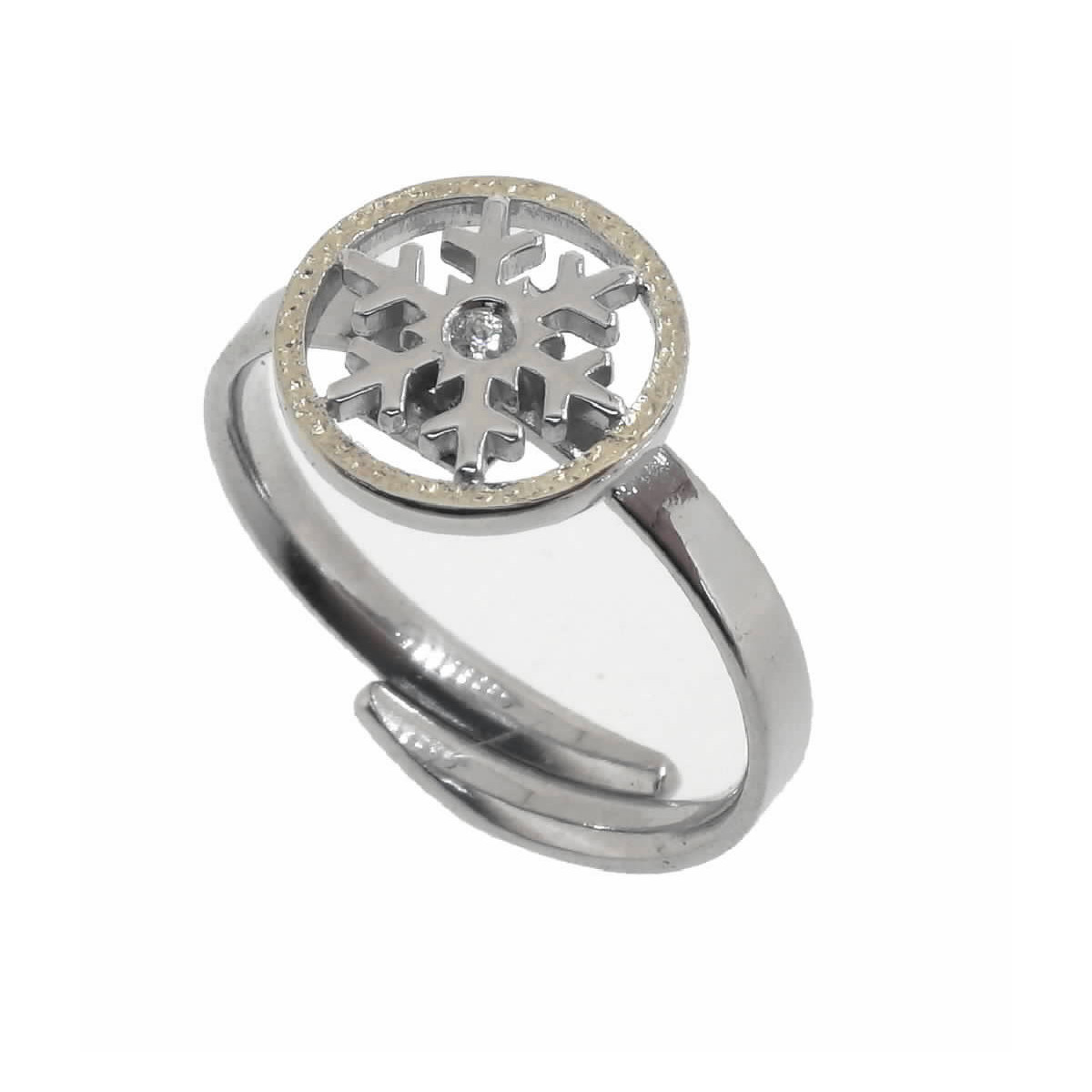 Anillo de plata, oro y brillante