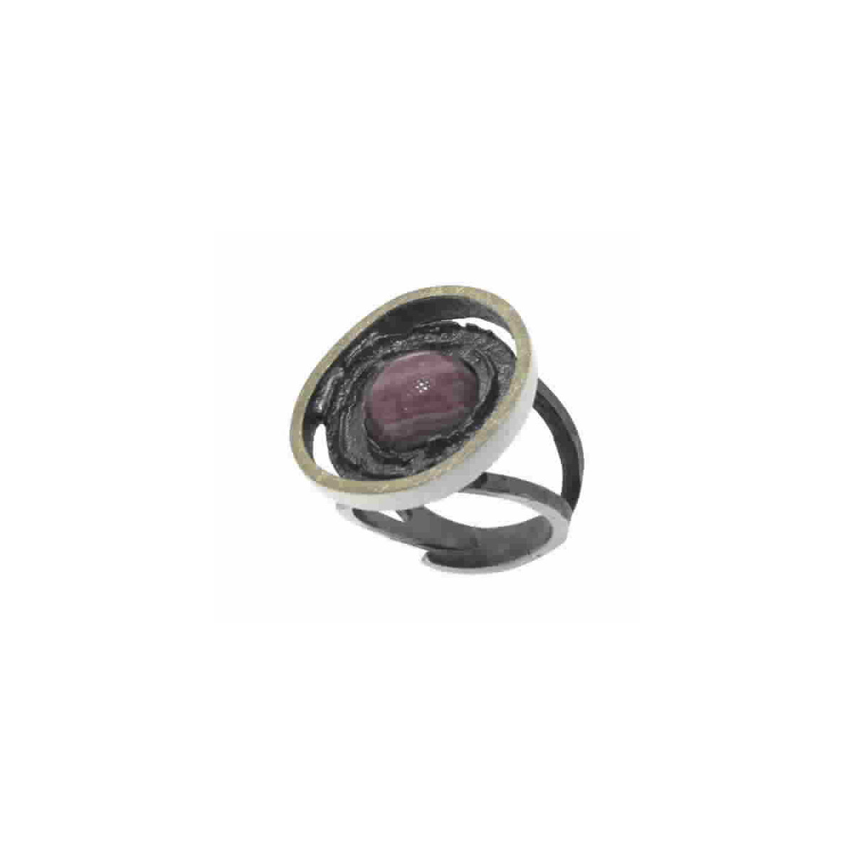 Anillo de plata, oro y rodocrosita