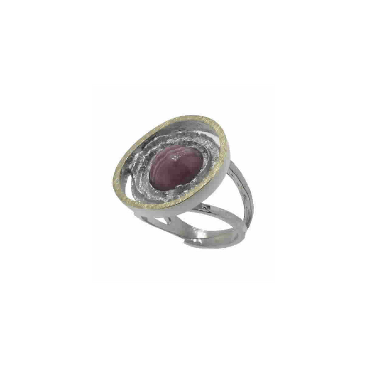 Anillo de plata, oro y rodocrosita
