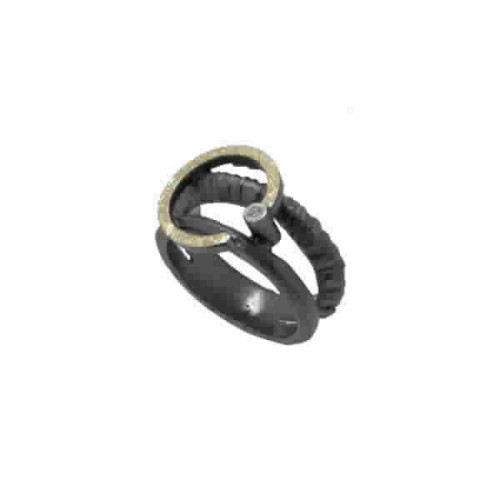 Anillo de plata, oro y brillante