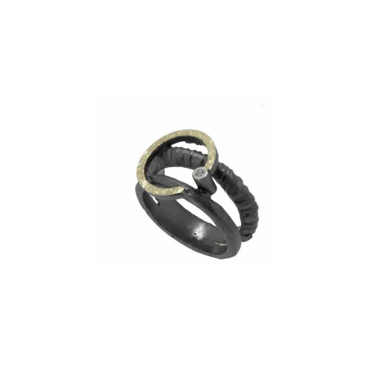 Anillo de plata, oro y brillante