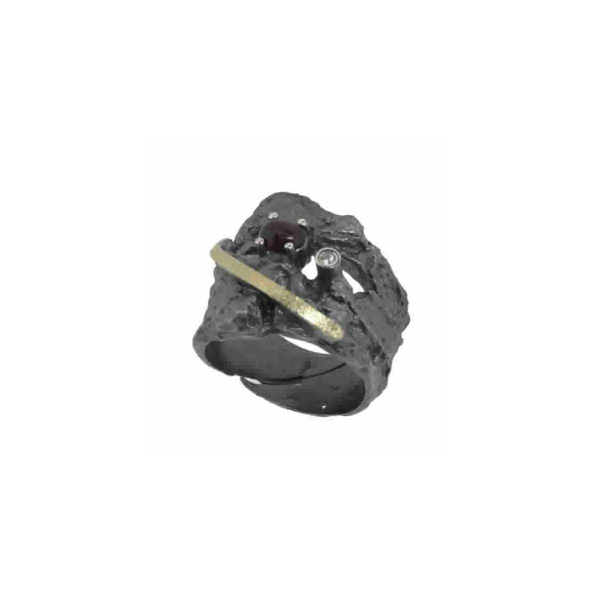 Anillo de plata, oro, rubí y brillante