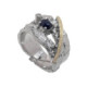 Silver, gold, sapphire and brilliant ring
