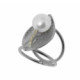 Anillo de plata, oro y perla cultivada