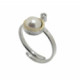 Anillo de plata, oro, perla cultivada y brillante