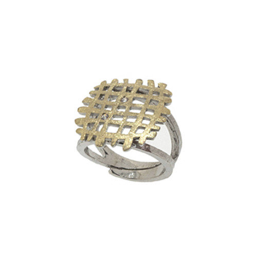 Anillo de plata, oro y brillante