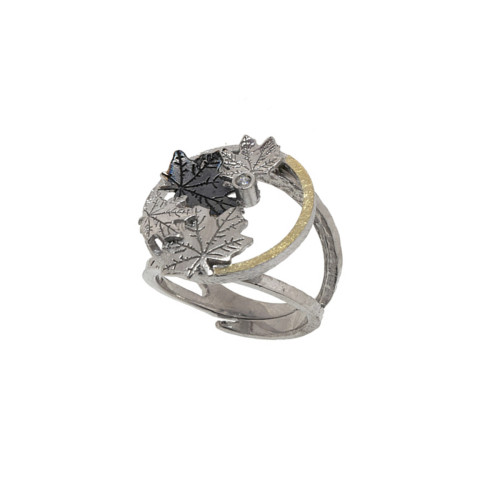 Silver, gold and brilliant ring